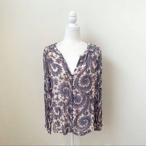 Lucky Brand Paisley Button Down Top